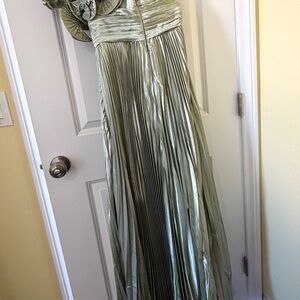 Elegant Pleated Green Gown